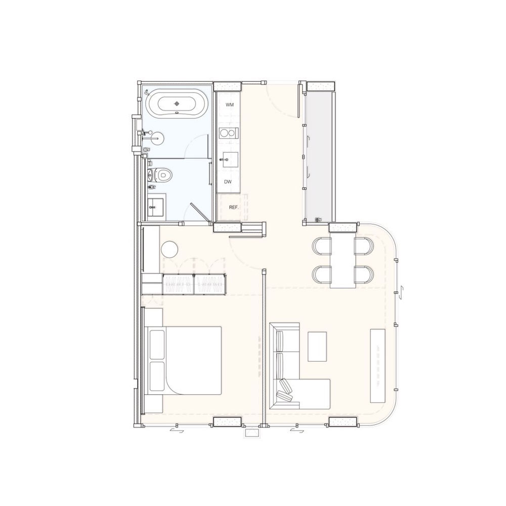 1-bedroom corner